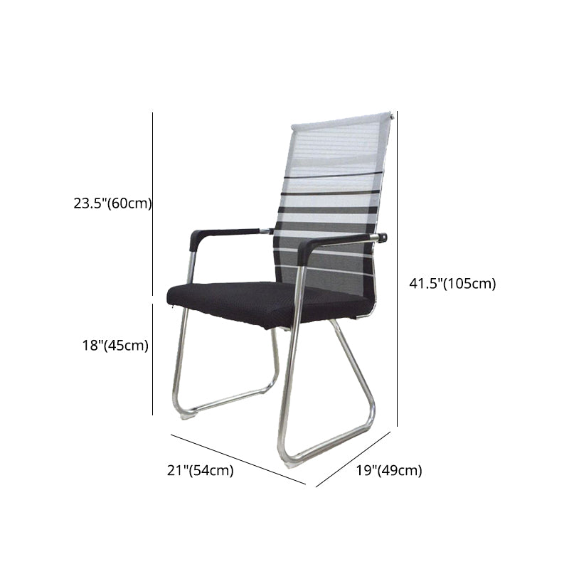 Medium/High Back Office Chair Fabric Sponge Seat Stainless Steel Legs Desk Chair