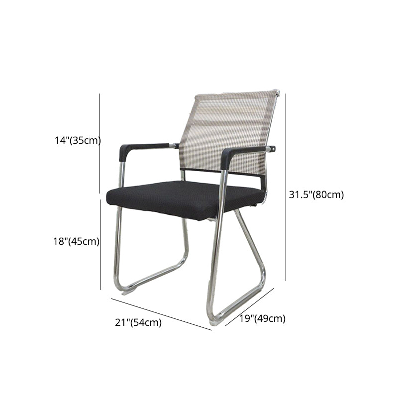 Medium/High Back Office Chair Fabric Sponge Seat Stainless Steel Legs Desk Chair