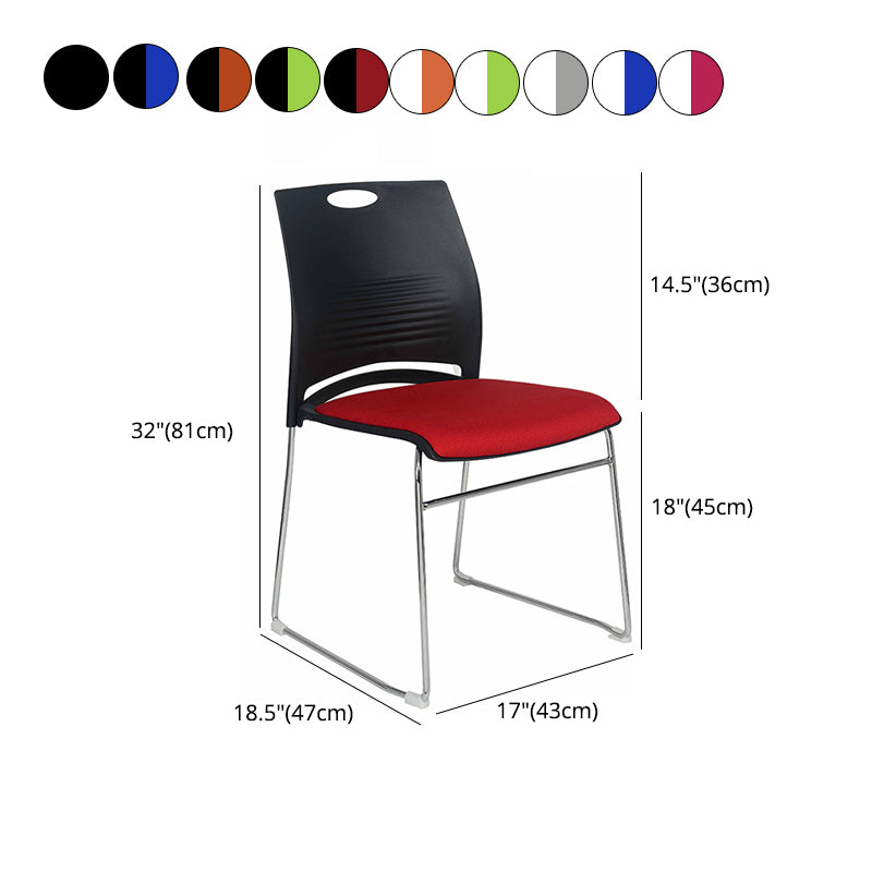 Low Back Office Chair Plastic/Fabric Upholstery Task Chair with Stainless Steel Legs