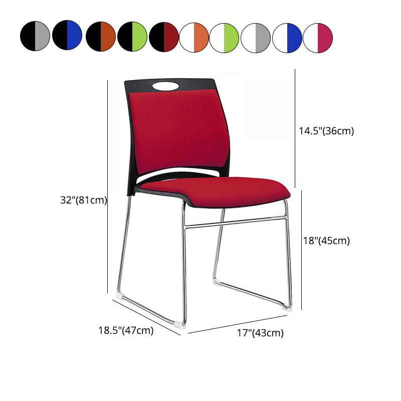 Low Back Office Chair Plastic/Fabric Upholstery Task Chair with Stainless Steel Legs