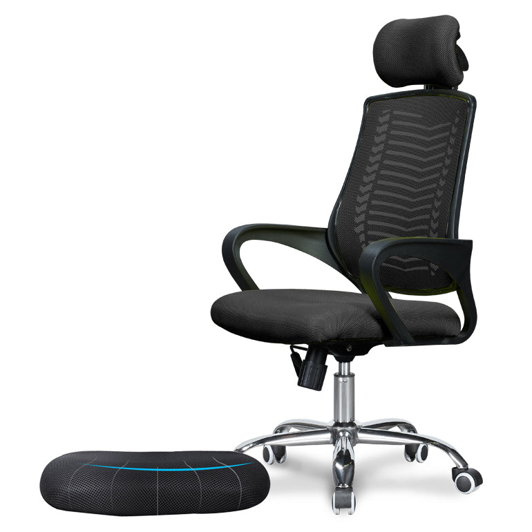 Ergonomic Mesh Desk Chair High Back Fixed Arms Chair for Home Office