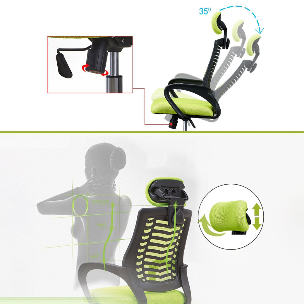 Ergonomic Mesh Desk Chair High Back Fixed Arms Chair for Home Office