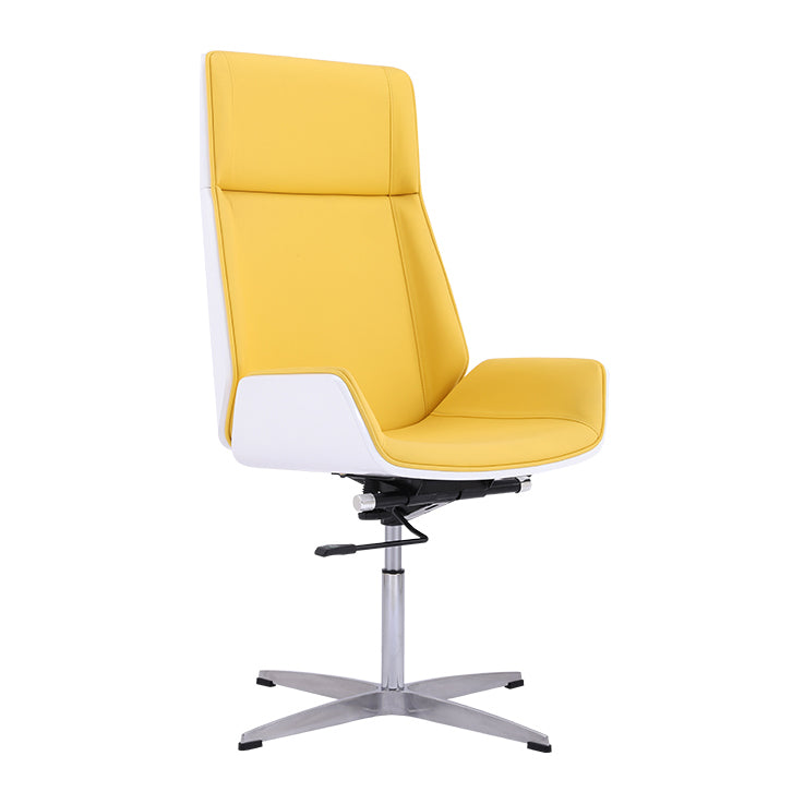 Faux Leather Task Chair Chrome Metal Frame Modern Office Chair