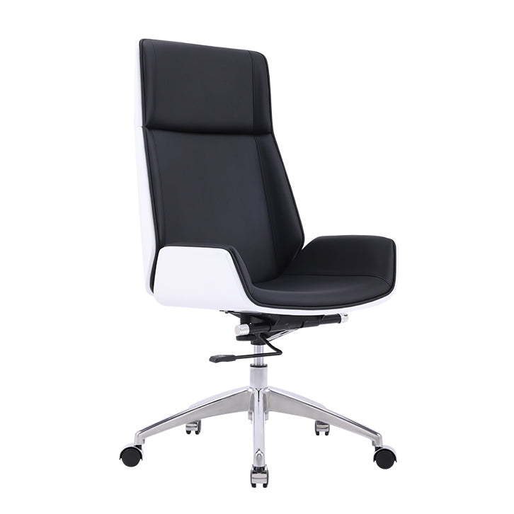 Faux Leather Task Chair Chrome Metal Frame Modern Office Chair