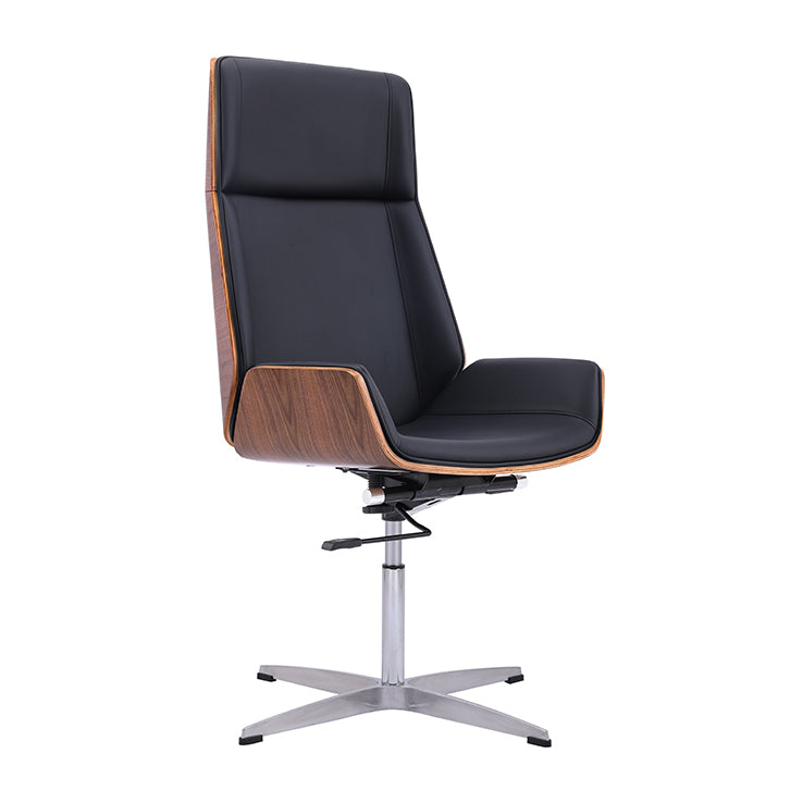 Faux Leather Task Chair Chrome Metal Frame Modern Office Chair