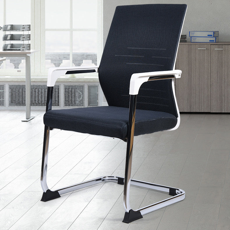 Modern Style Mesh Task Chair Middle Back Ergonomic No Wheels Office Chair