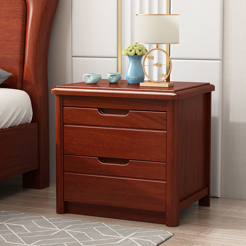 Solid Wood 20" Bed Nightstand 2-Drawer Walnut Modern Night Table