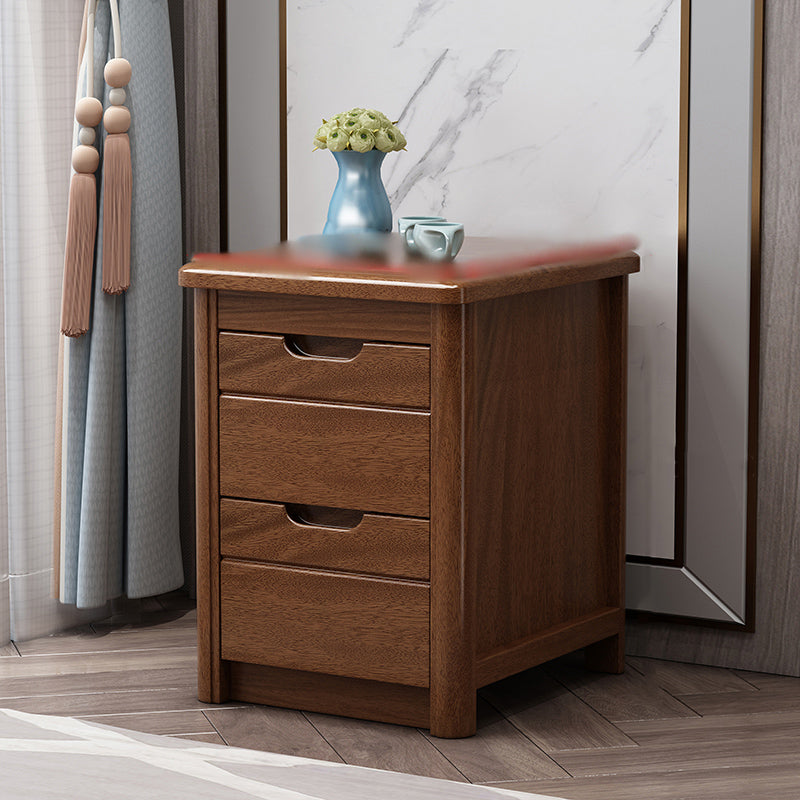 Solid Wood 20" Bed Nightstand 2-Drawer Walnut Modern Night Table