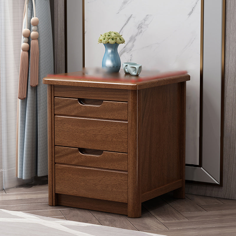 Solid Wood 20" Bed Nightstand 2-Drawer Walnut Modern Night Table