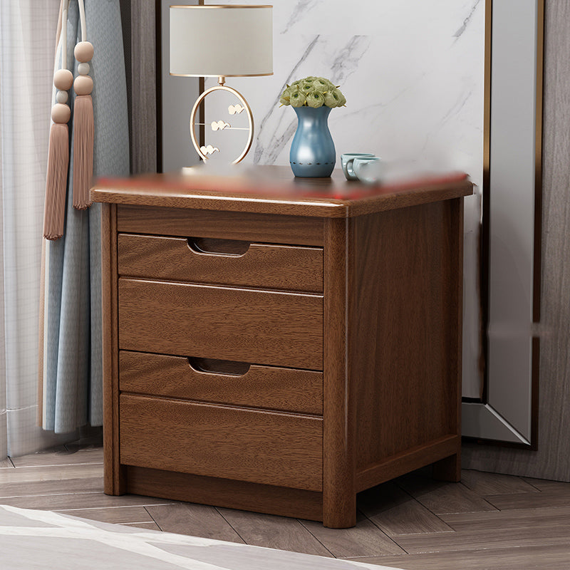 Solid Wood 20" Bed Nightstand 2-Drawer Walnut Modern Night Table