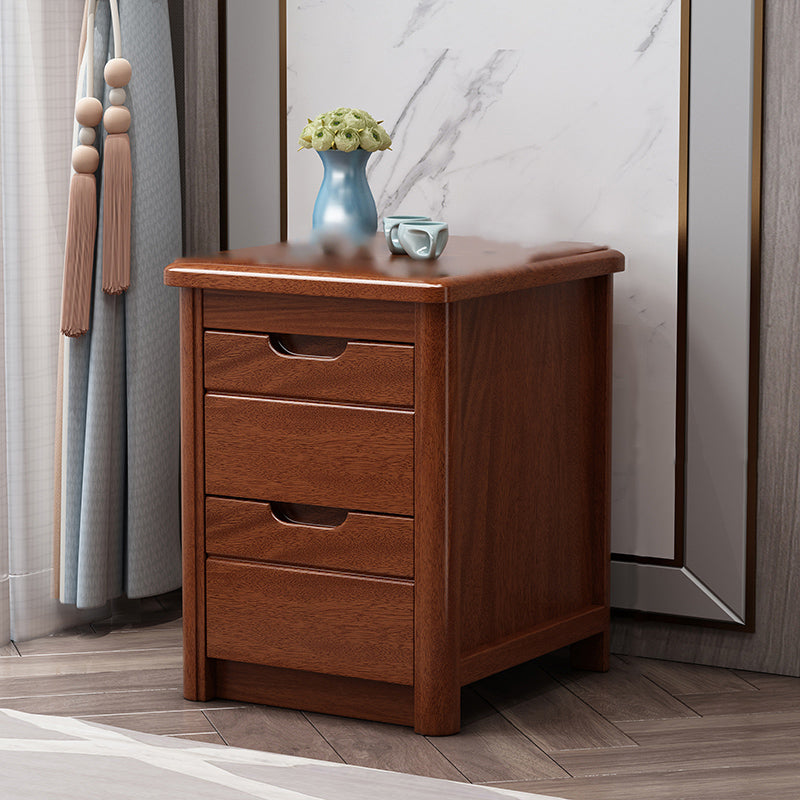 Solid Wood 20" Bed Nightstand 2-Drawer Walnut Modern Night Table