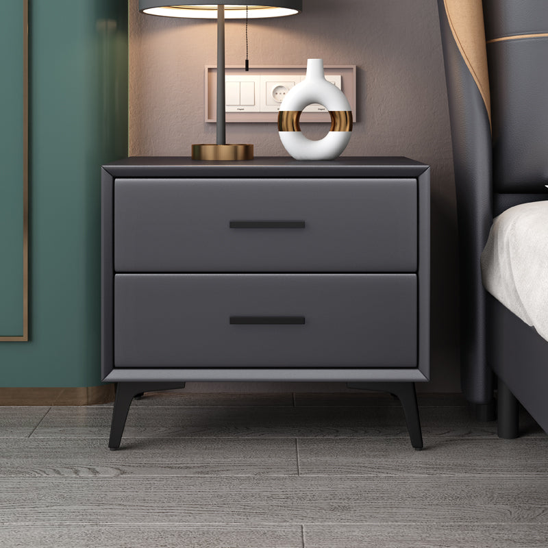 20" H 2-Drawer Storage Nightstand Modern Faux Leather Bed Nightstand with Legs