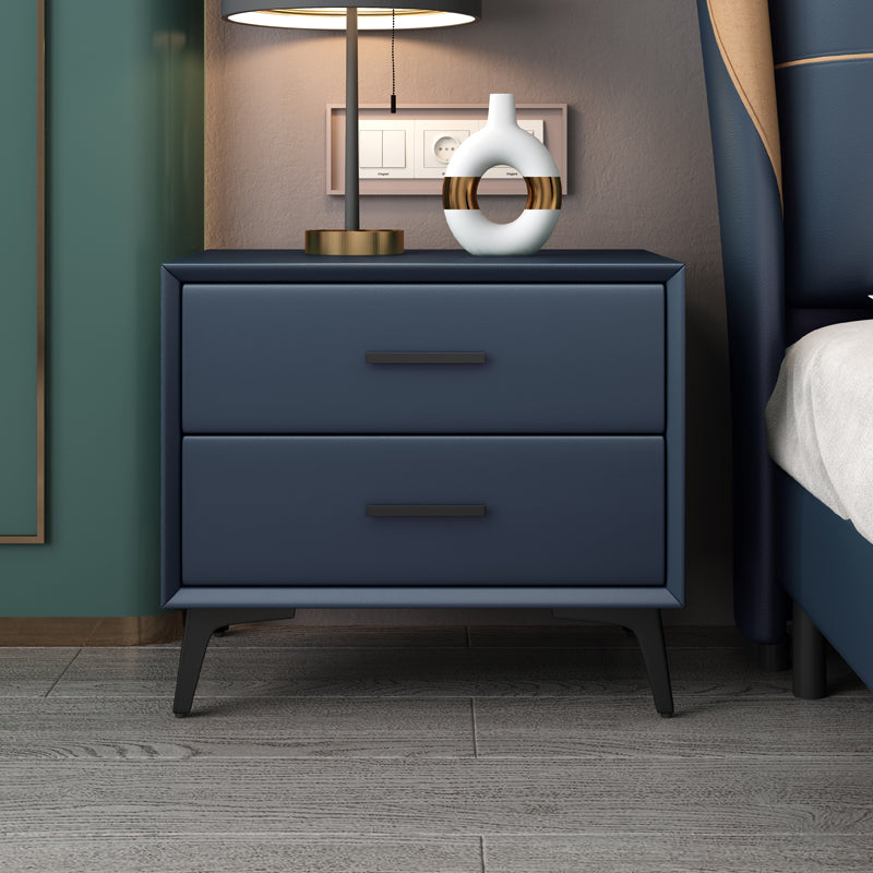 20" H 2-Drawer Storage Nightstand Modern Faux Leather Bed Nightstand with Legs