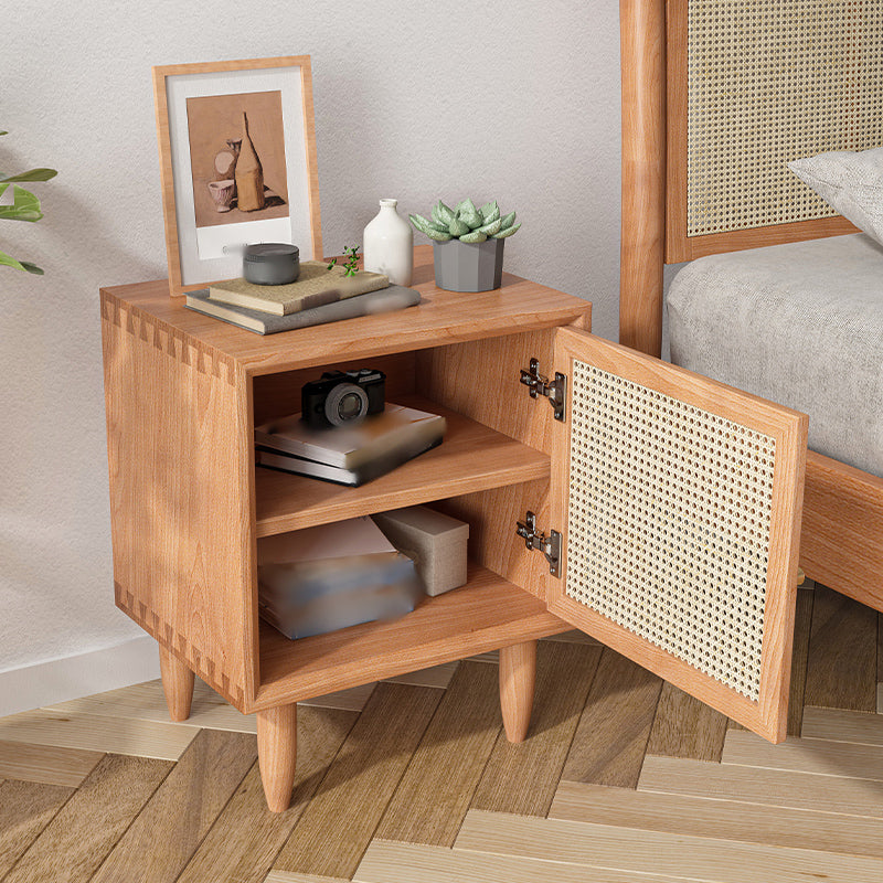 22" H Solid Wood Bedside Cabinet Pine Doors Included Modern Night Table with Legs