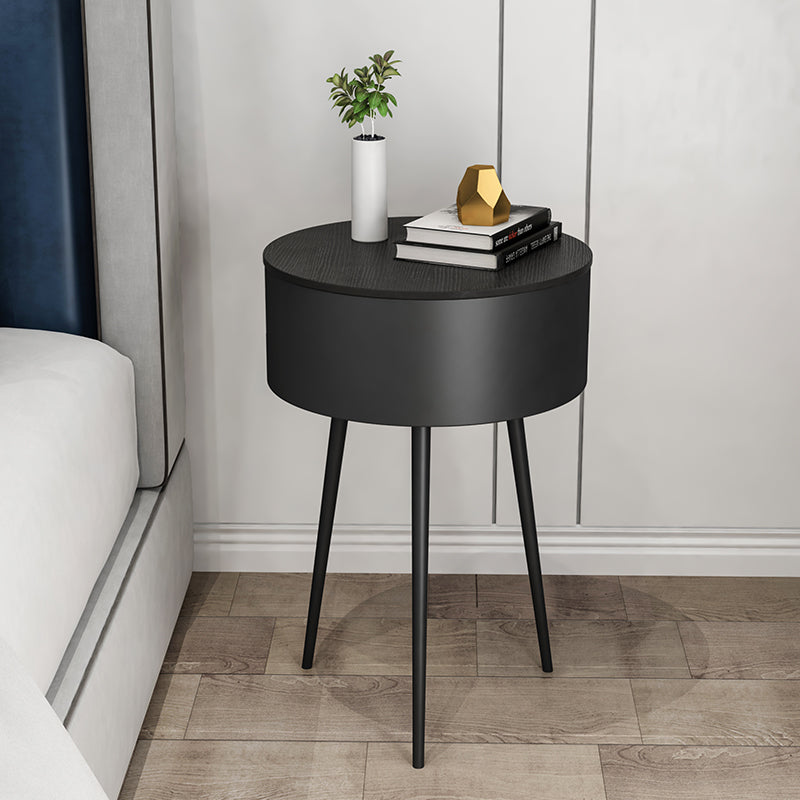 Metal Modern Accent Table Nightstand Round Legs Included Bedside Cabinet in Black/White