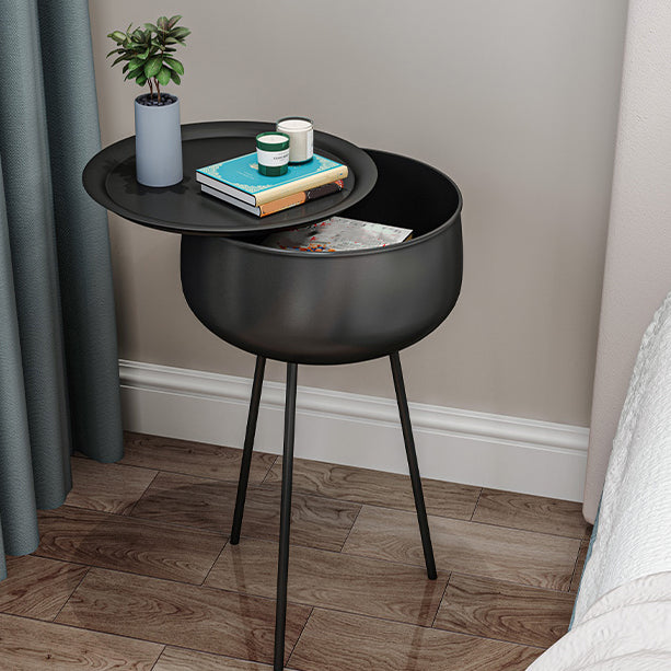 Metal Modern Accent Table Nightstand Round Legs Included Bedside Cabinet in Black/White