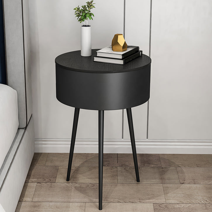 Metal Modern Accent Table Nightstand Round Legs Included Bedside Cabinet in Black/White