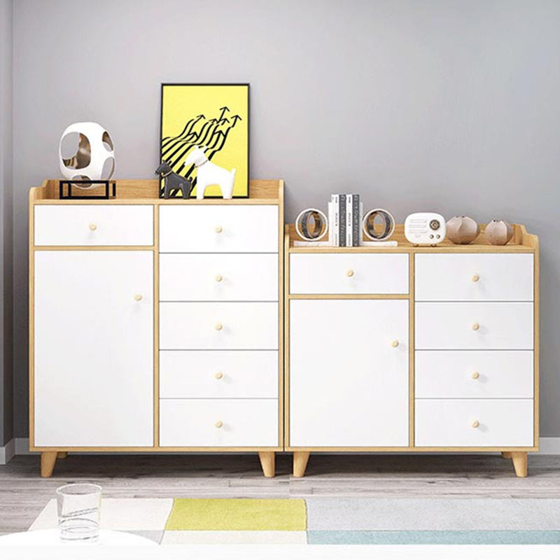 14.5 " D White Storage Chest Dresser Modern Style Storage Chest with Drawers and Doors