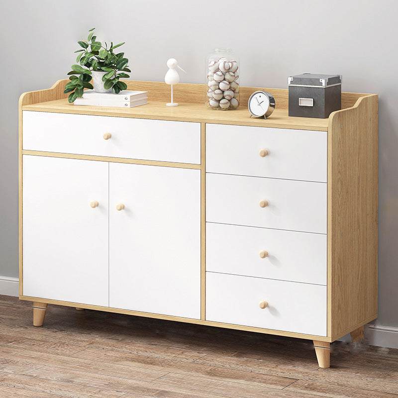 14.5 " D White Storage Chest Dresser Modern Style Storage Chest with Drawers and Doors