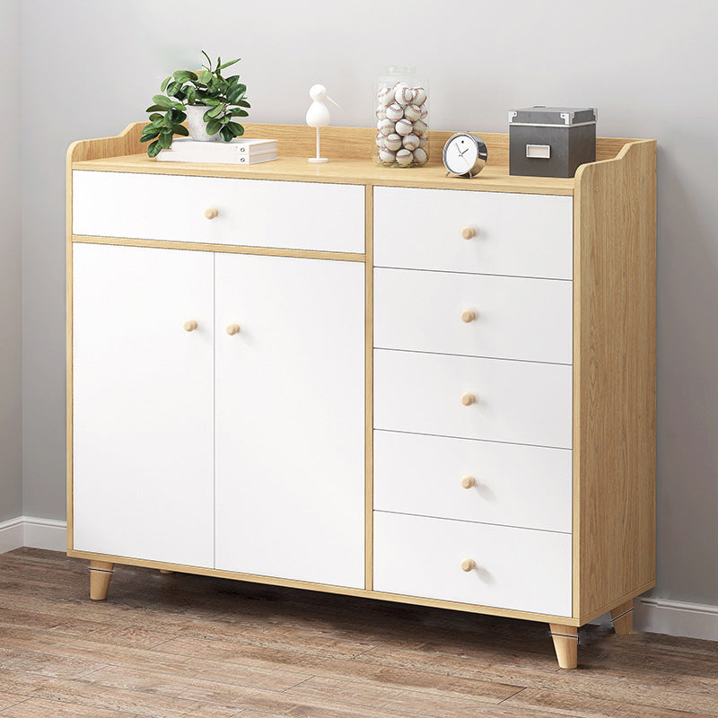 14.5 " D White Storage Chest Dresser Modern Style Storage Chest with Drawers and Doors