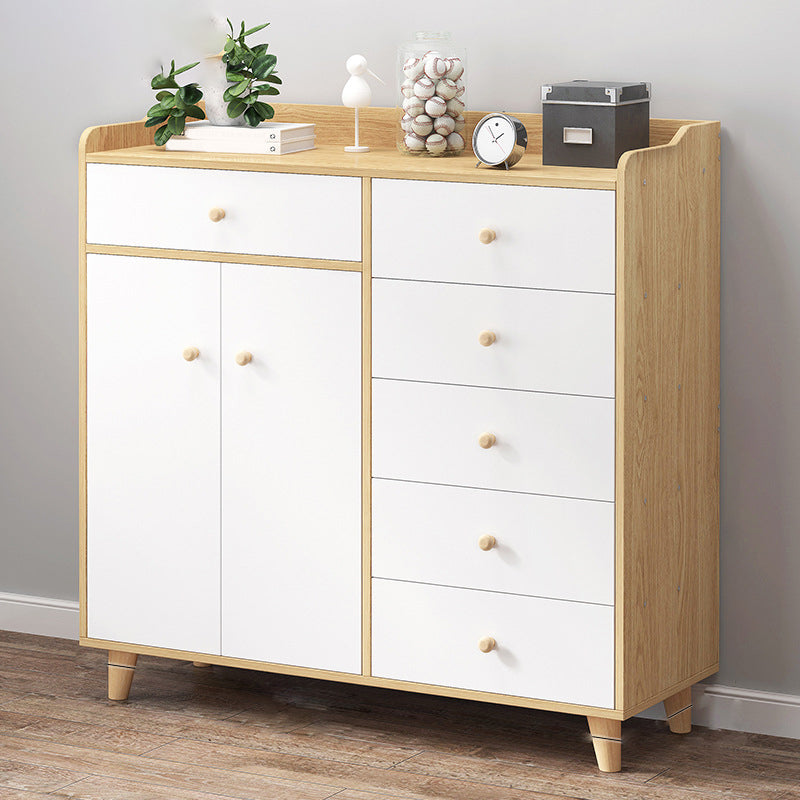 14.5 " D White Storage Chest Dresser Modern Style Storage Chest with Drawers and Doors