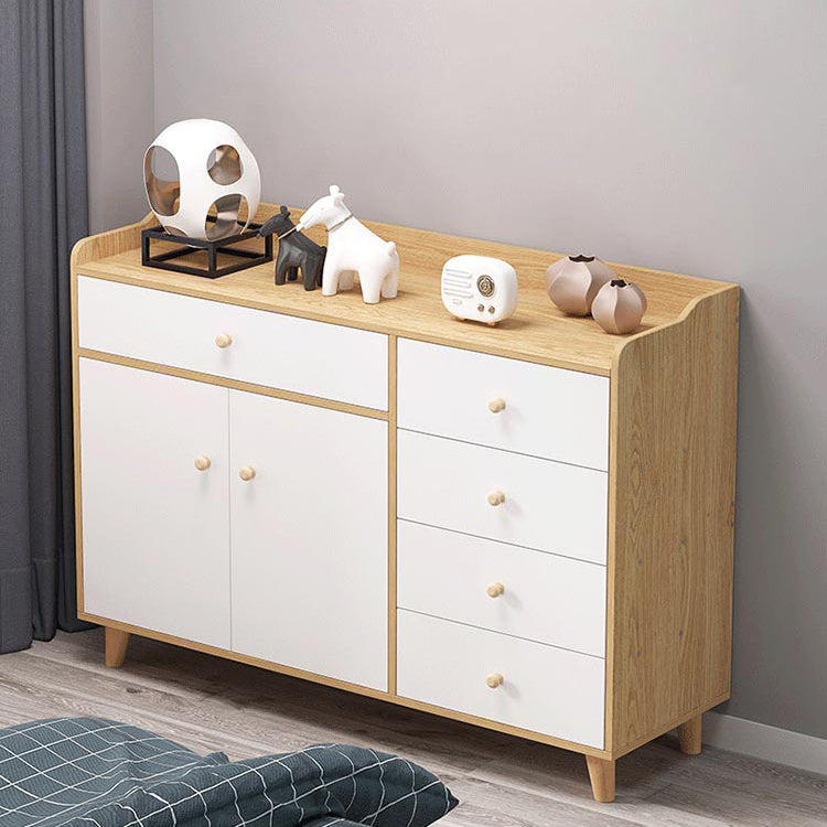 14.5 " D White Storage Chest Dresser Modern Style Storage Chest with Drawers and Doors