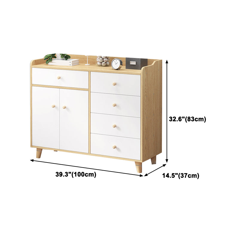 14.5 " D White Storage Chest Dresser Modern Style Storage Chest with Drawers and Doors