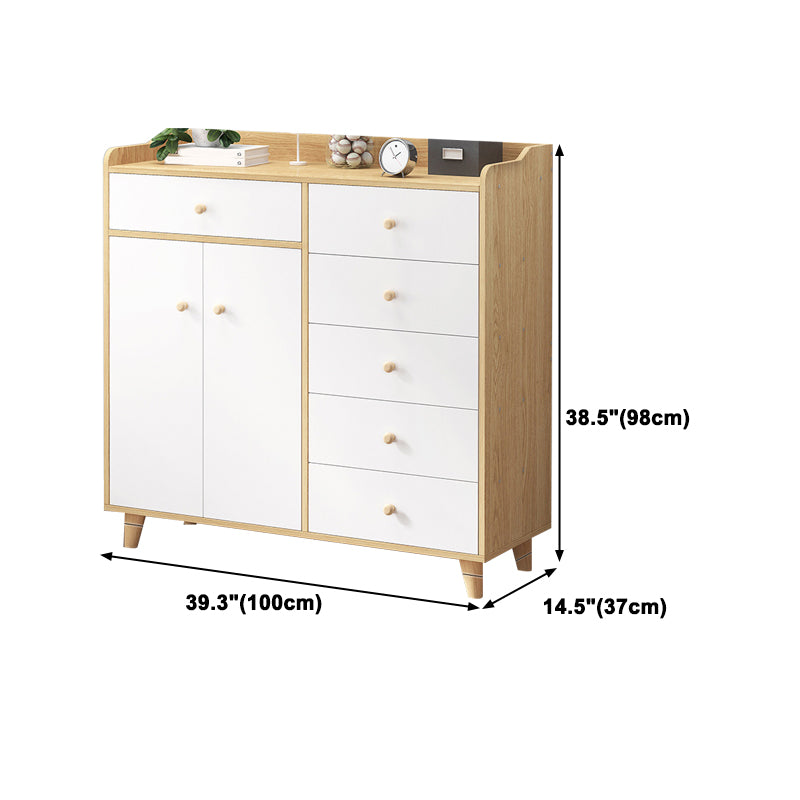 14.5 " D White Storage Chest Dresser Modern Style Storage Chest with Drawers and Doors