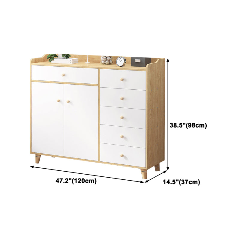 14.5 " D White Storage Chest Dresser Modern Style Storage Chest with Drawers and Doors