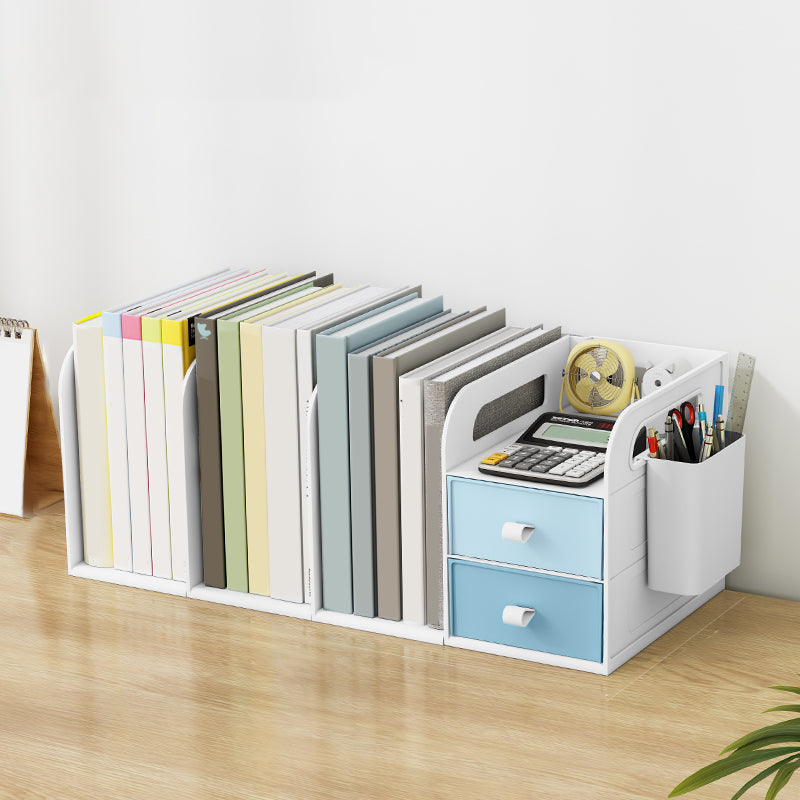 Plastic Bookshelf Contemporary Bookcase with Drawer for Home Office