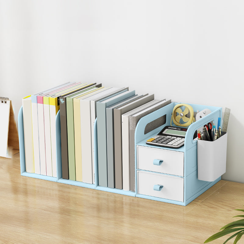 Plastic Bookshelf Contemporary Bookcase with Drawer for Home Office