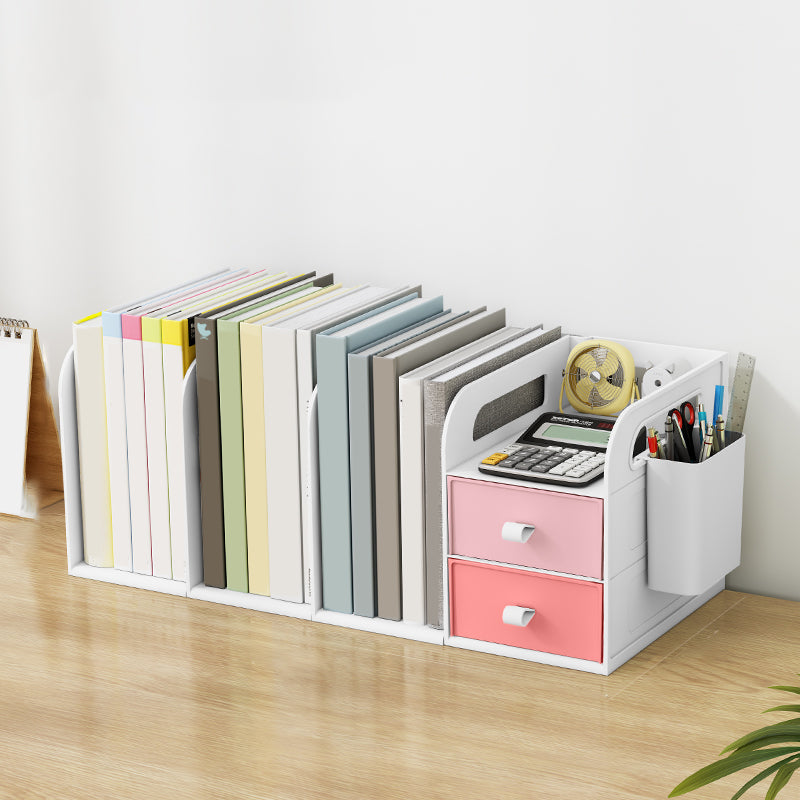 Plastic Bookshelf Contemporary Bookcase with Drawer for Home Office