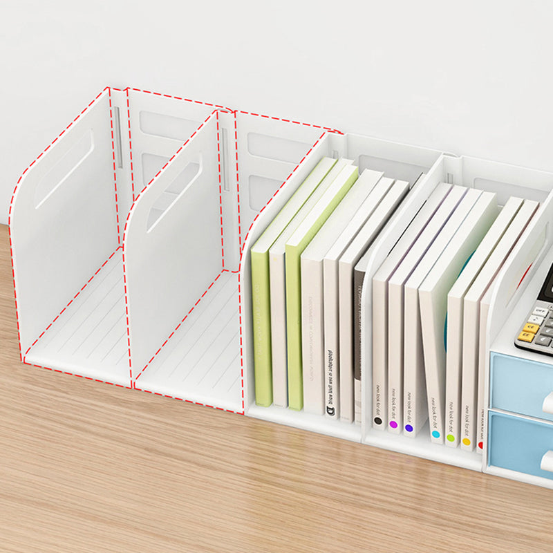 Plastic Bookshelf Contemporary Bookcase with Drawer for Home Office