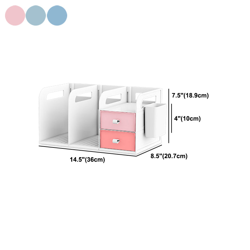 Plastic Bookshelf Contemporary Bookcase with Drawer for Home Office