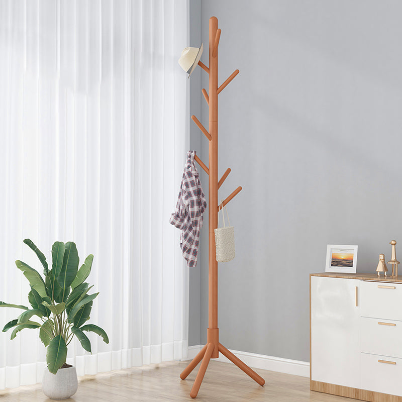 Coastal Entryway Kit,Hall Tree with 8 Hooks in Brown-Engineered Wood