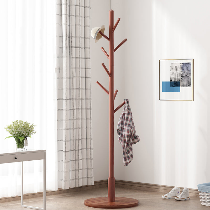 Coastal Entryway Kit,Hall Tree with 8 Hooks in Brown-Engineered Wood