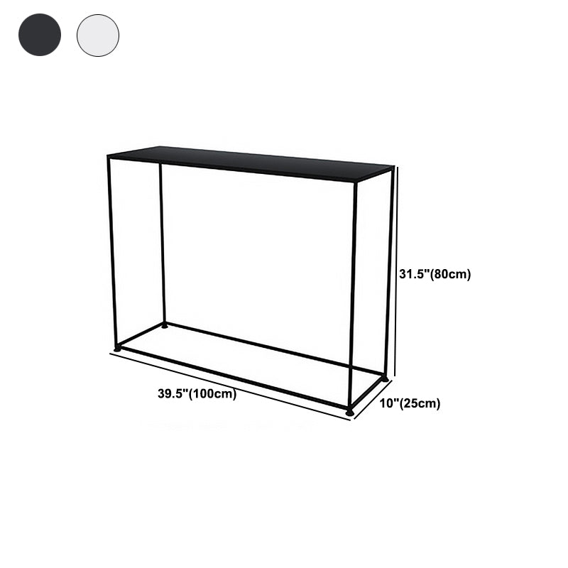 Contemporary Iron Rectangle Storage End Table with Shelf Frame Console Table