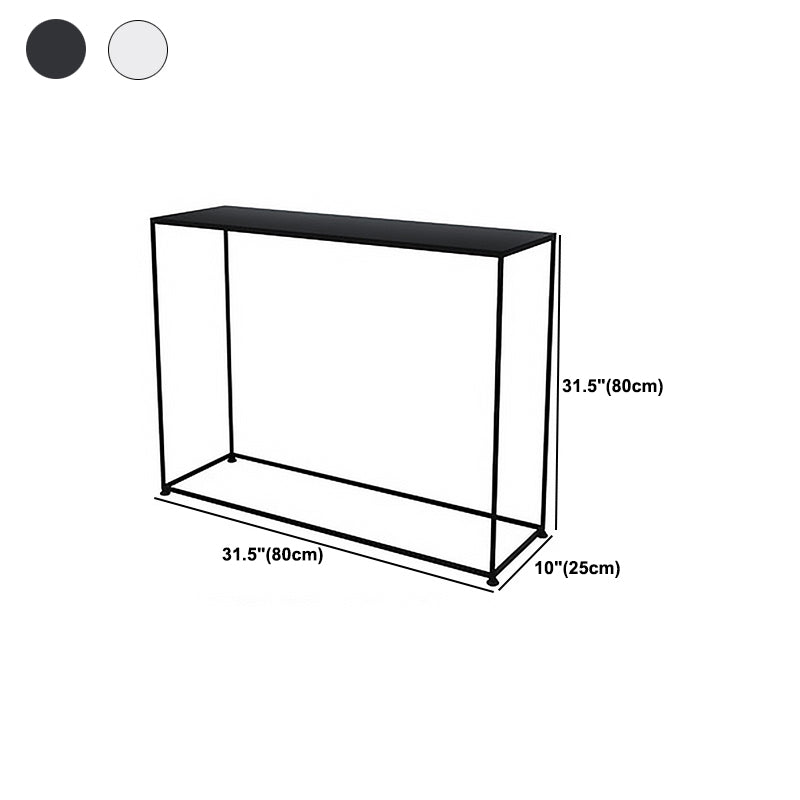 Contemporary Iron Rectangle Storage End Table with Shelf Frame Console Table