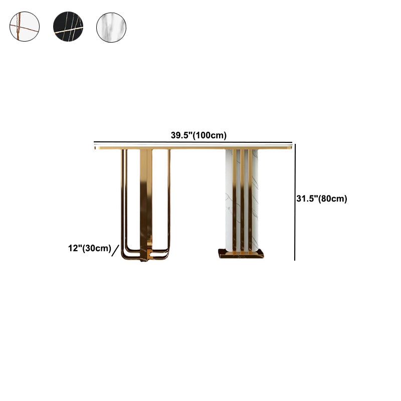 Glam Style Rectangle Top Console Table with Golden Base Accent Table for Hall