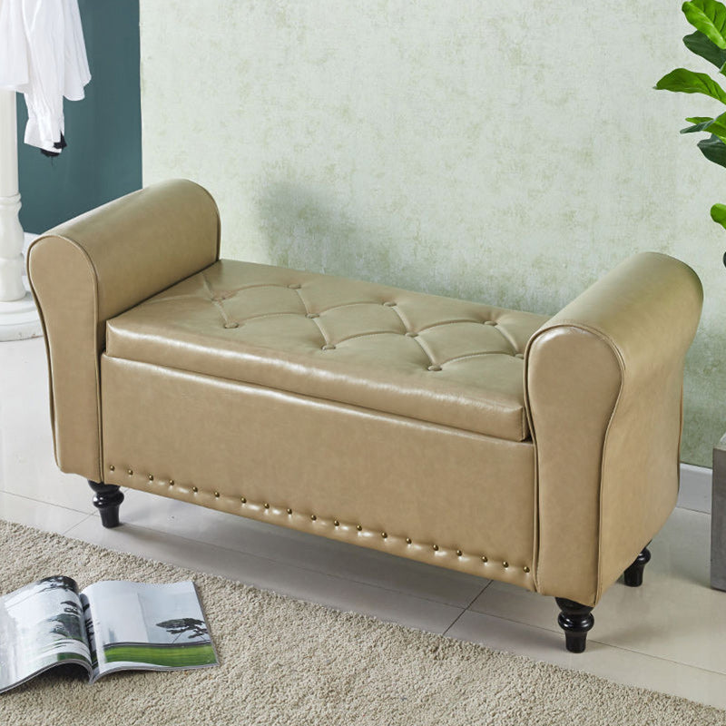 15.75 Inch Wide Bench Upholstered Modern Bench with Arms for Bedroom