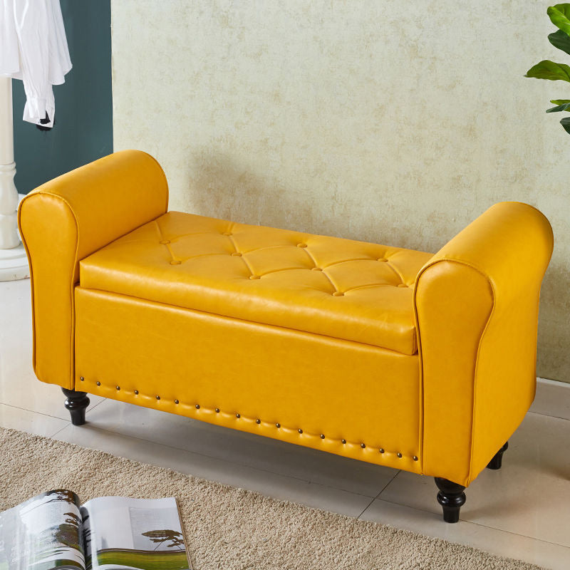 15.75 Inch Wide Bench Upholstered Modern Bench with Arms for Bedroom