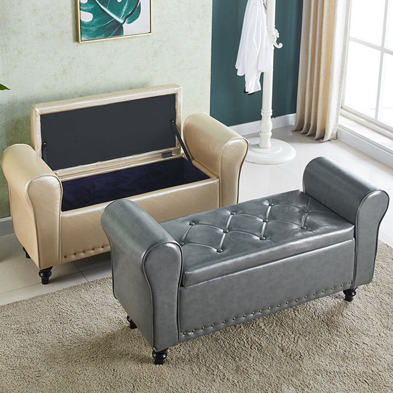 15.75 Inch Wide Bench Upholstered Modern Bench with Arms for Bedroom