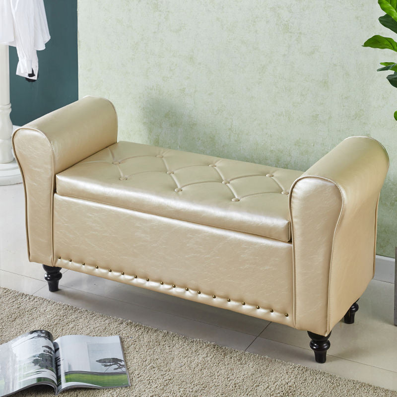 15.75 Inch Wide Bench Upholstered Modern Bench with Arms for Bedroom