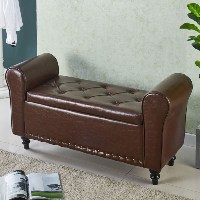 15.75 Inch Wide Bench Upholstered Modern Bench with Arms for Bedroom