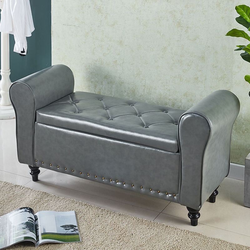 15.75 Inch Wide Bench Upholstered Modern Bench with Arms for Bedroom