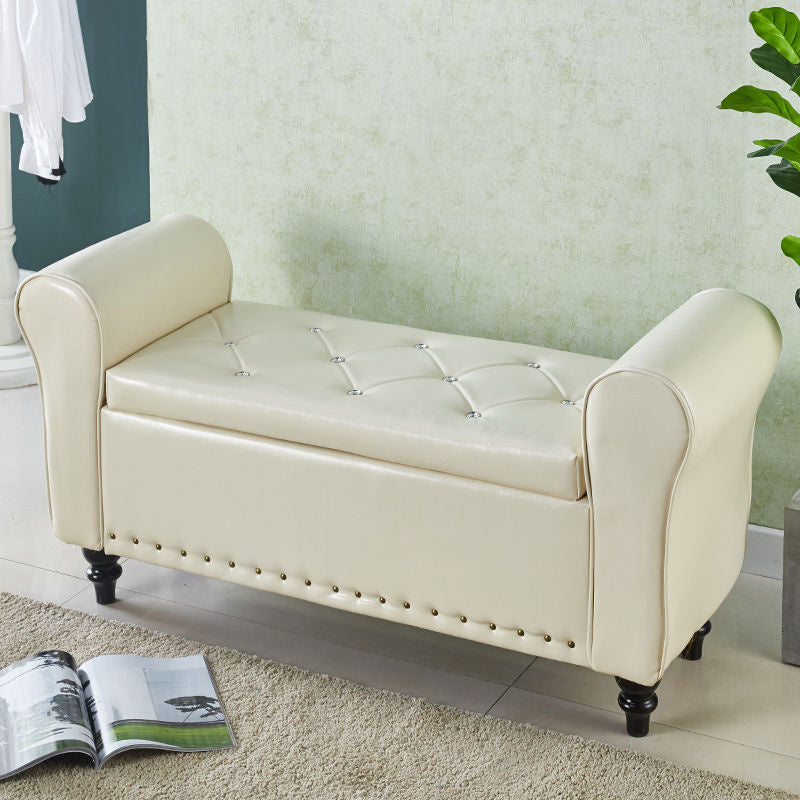 15.75 Inch Wide Bench Upholstered Modern Bench with Arms for Bedroom