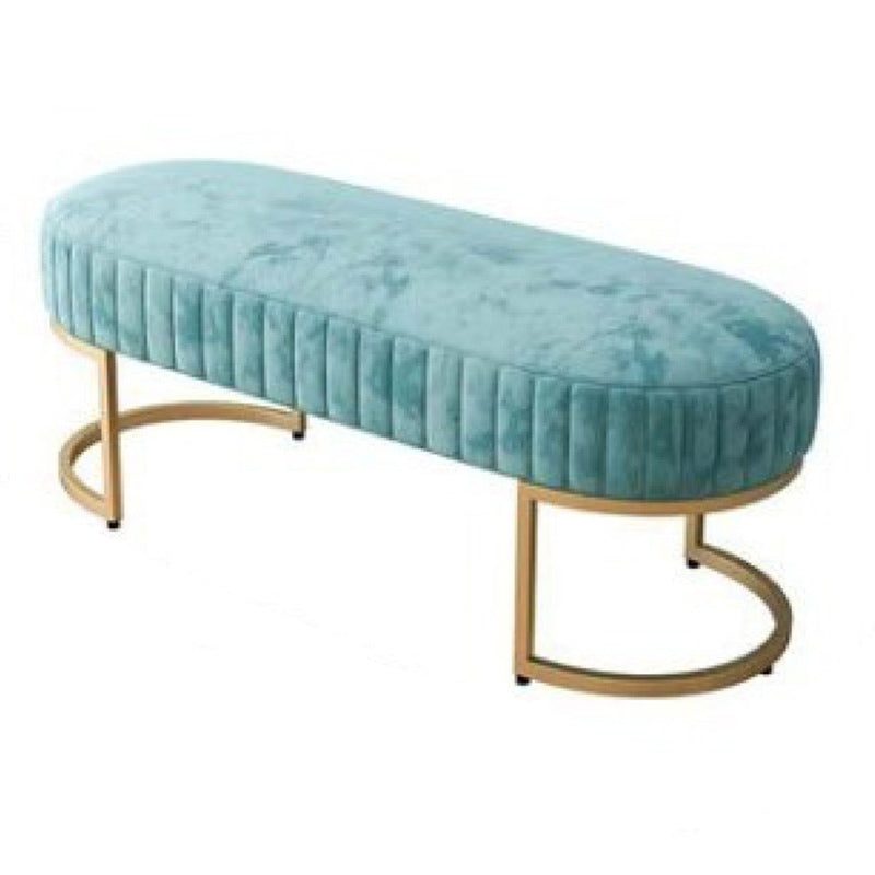 17.7" H Cushioned Ottoman Bench Glam Metal Seating Bench with Legs