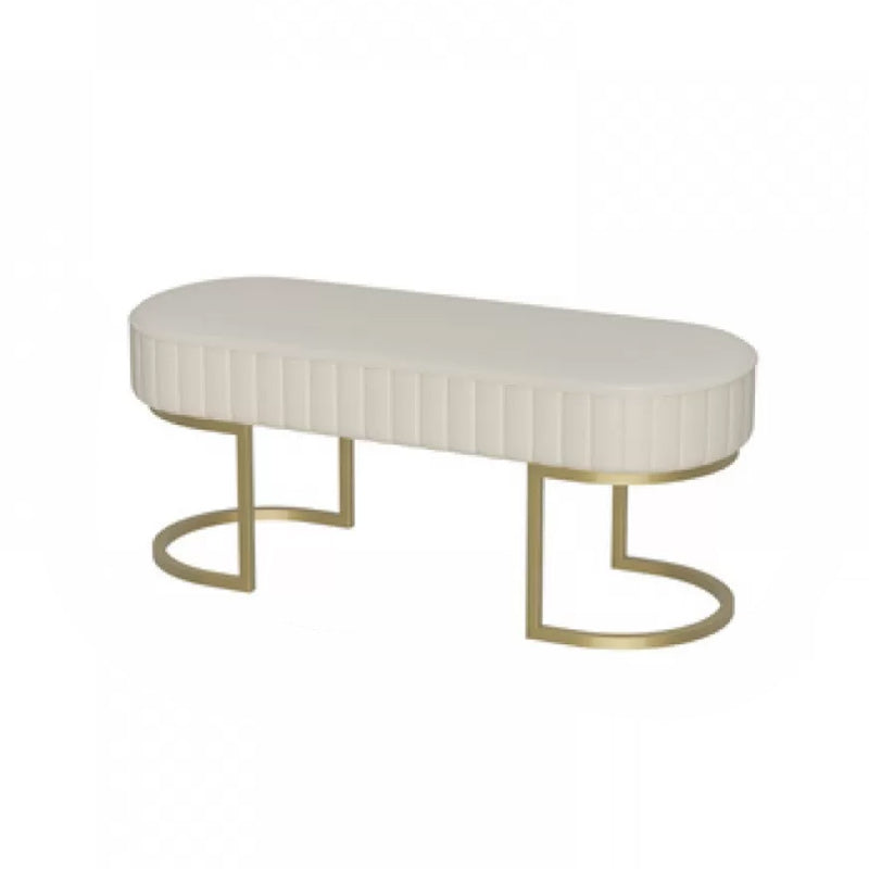 17.7" H Cushioned Ottoman Bench Glam Metal Seating Bench with Legs