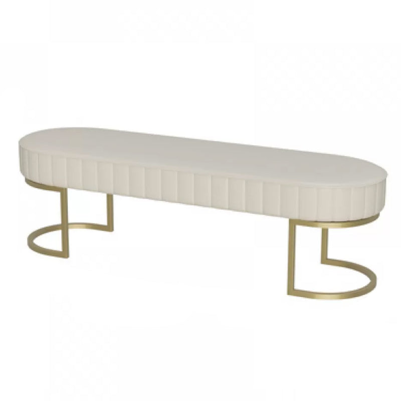 17.7" H Cushioned Ottoman Bench Glam Metal Seating Bench with Legs