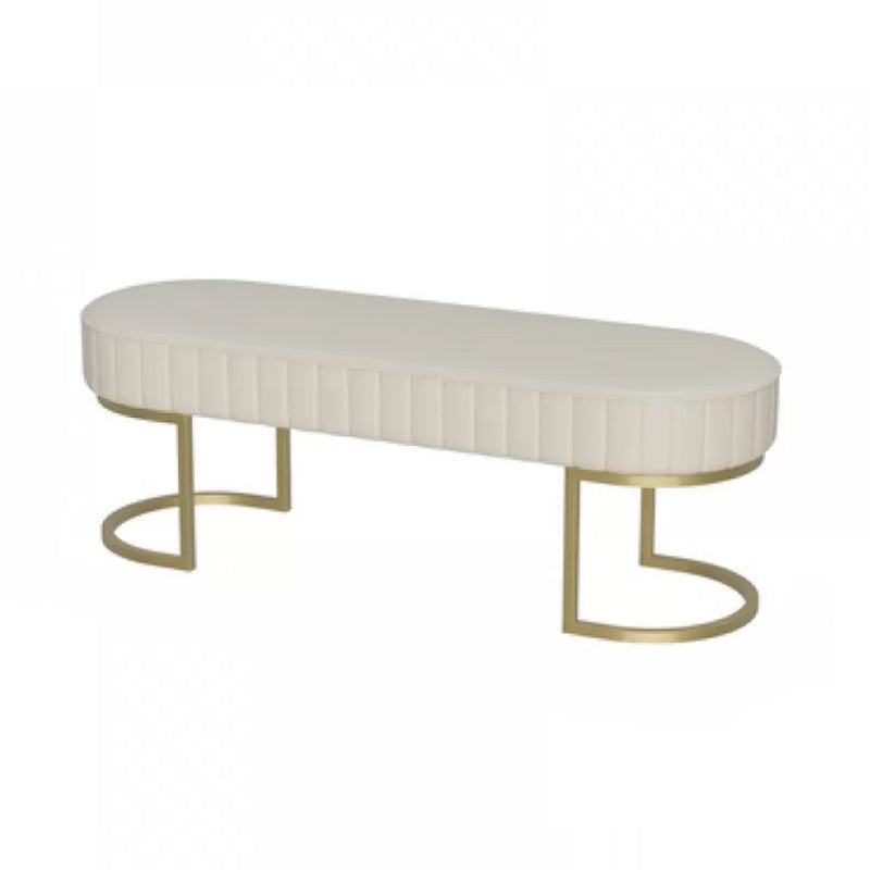 17.7" H Cushioned Ottoman Bench Glam Metal Seating Bench with Legs